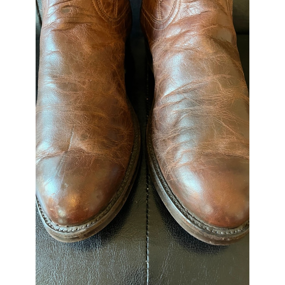 Vintage Brown Leather Western Cowboy Boots Vibram Sole‎ - Picture 3 of 8